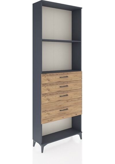 Arges Dolap 2 Raflı 4 Çekmeceli 88x30x243 Antrasit-çam Antrasit