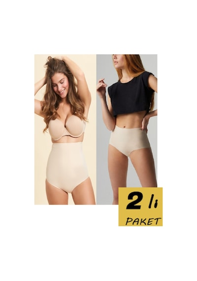Mistirik Polfax Ve Private Model 2li Lazer Kesim Slip Korse Ve Bato Külot Korse Ten Renk Slip Kilot Ten