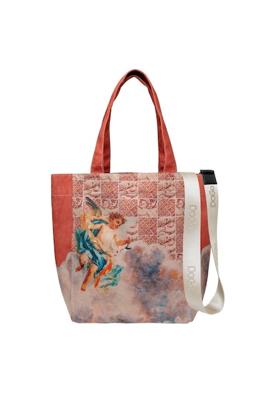 Dogo Kadın Vegan Krem Large Tote Bag - Angel's Dream Tasarım Multicolor