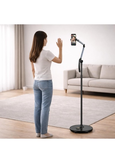 Tekerlekli Vlog Tripod Standı, 360 Döner 3 Kollu 8 Eksen Ayarlanabilir Telefon Standı, Bluetooth Kumandalı Profesy Diğer