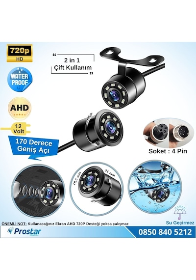 Navistar Ahd 720p 4 Pin Soketli Beyaz Ledli Kelebek Ve Tampon Uyumlu 6 Mt 4 Pin Kablolu Kamera
