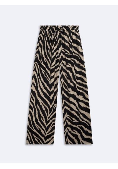 LTB Zebra Desinli Geniş Paça Siyah Pantolon