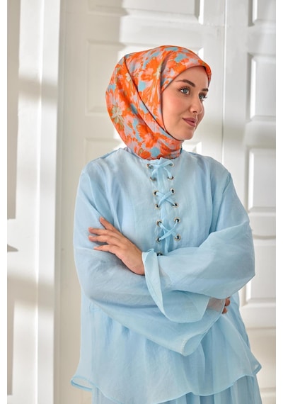 Silk Home Velora Eşarp 161001-21 Mavi, Turuncu, Yeşil