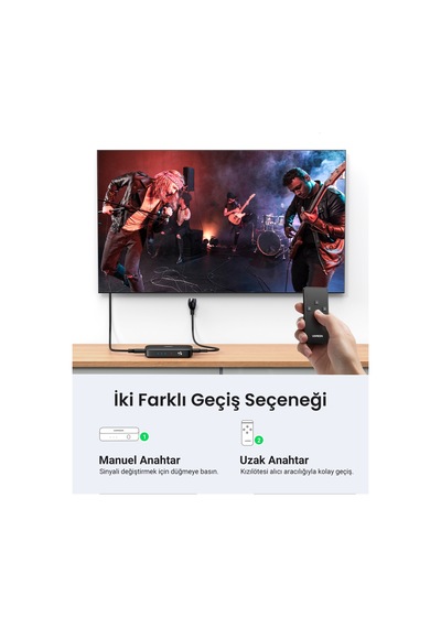 Ugreen 3-in-1 4k 30hz Hdmı Uzaktan Kumandalı Switch, 80125