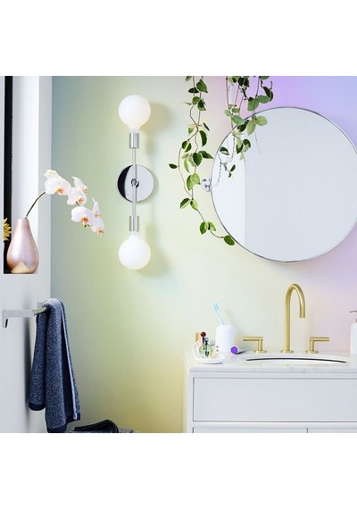 Riolight Modern Krom 2xe27 Duylu Metal Ayna Üstü Duvar Aplik Krom