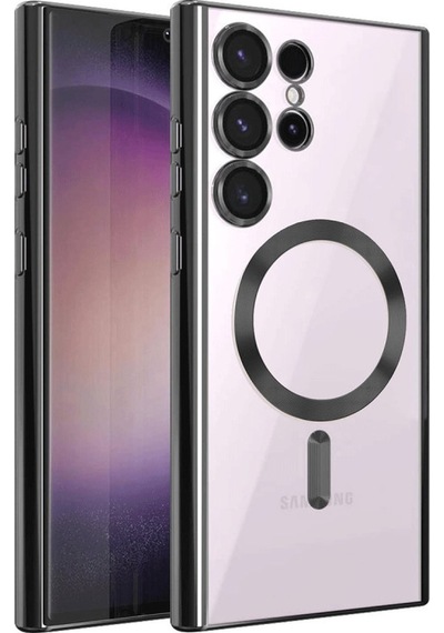 Samsung Uyumlu Galaxy S23 Ultra Uyumlu Kılıf Kross Magneticsafe Kapak - Siyah