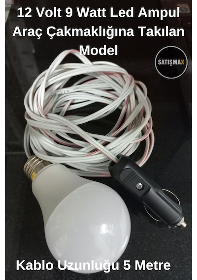 12 Volt 9 Watt Led Ampul Beyaz Araç Çakmaklığıa Takılan Model
