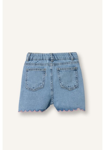 Defacto Nakışlı Jean Açık Mavi Şort Kız Bebek H9573a526hsnm39 Mavi-nm39
