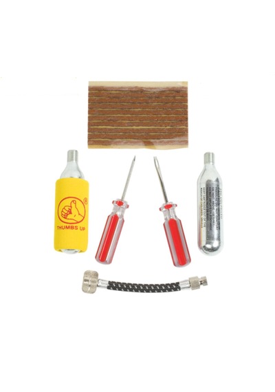 Acil Lastik Tamir Kiti 16 Gram Çift Karbondioksit Tüplü + 10 İnce Fitil + Delici Ve Tığ Aparatlı