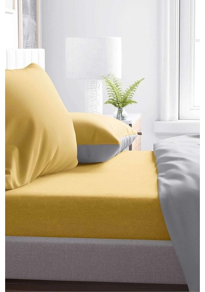 Sarı Pamuklu Tek Kişilik Lastikli Çarşaf 100x200 Abanoz