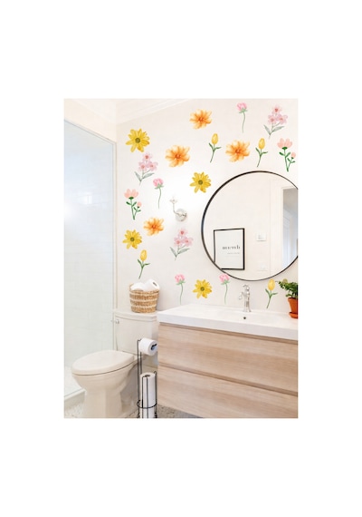 Çiçek Duvar Sticker Seti Çiçekli Dekoratif Duvar Sticker Salon Yatak Odası Çocuk Odası Oda Dekoru Ço