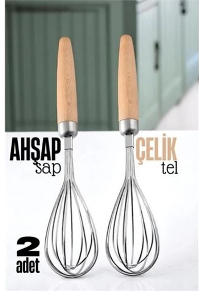 Ahşap Saplı Çelik Çırpıcı - Yumurta Ve Sos Çırpıcı, Mutfak Çırpıcısı, Çırpma Teli Diğer