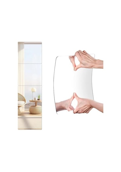 2 Adet Kendinden Yapışkanlı Akrilik Pleksi Ayna, Esnek Dekoratif Sticker Duvar Aynası, Kırılmaz, Hafif, Kolay Montajlı Modern Süsleme, Ev, Ofis, Banyo Ve Çocuk Odası İçin Gümüş, 30x30 Cm