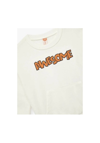 Koton Bebek Uzun Kollu Bisiklet Yaka Şardonlu Pamuklu Sweatshirt Ekru