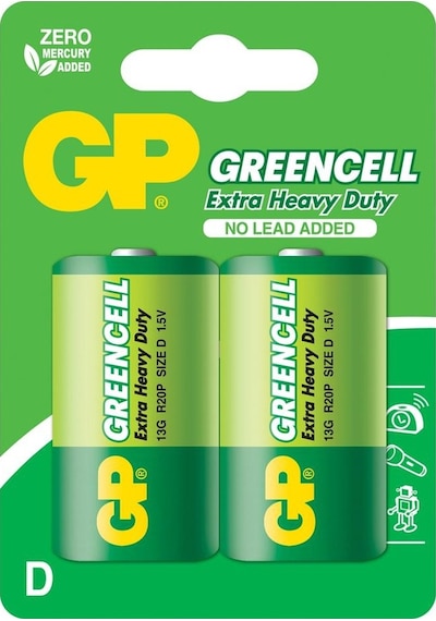 Gp Greencell 13G R20P/1250/D Blister Büyük Boy D Pil 2'li