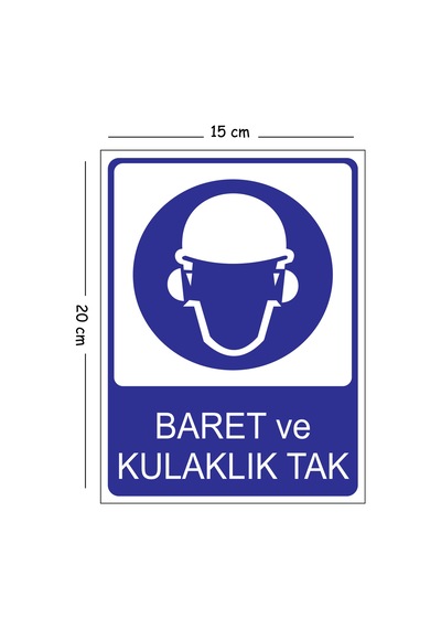 Metal Baret Ve Kulaklık Tak 15x20 Cm Uyarı İş Güvenliği Levhası