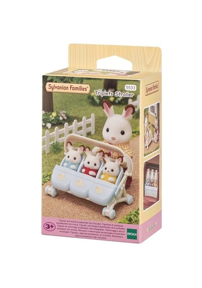 Sylvanian Families Üçüz Bebek Arabası Siyah