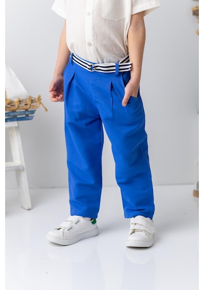 Mininio Erkek Bebek Kemerli Gabardin Pantolon - Sax Saks