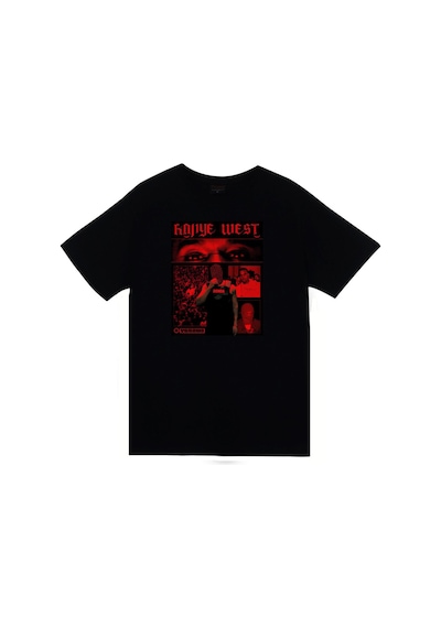 Stoned&Fame Kanye West Baskılı Unisex %100 Pamuk Siyah T-shirt SIYAH
