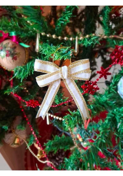 Premium Kadife El Emeği- 5li Yılbaşı Ağaç Süsü Fiyonk Seti -kurdele Fiyonk Noel Ağacı Süs, Hediye