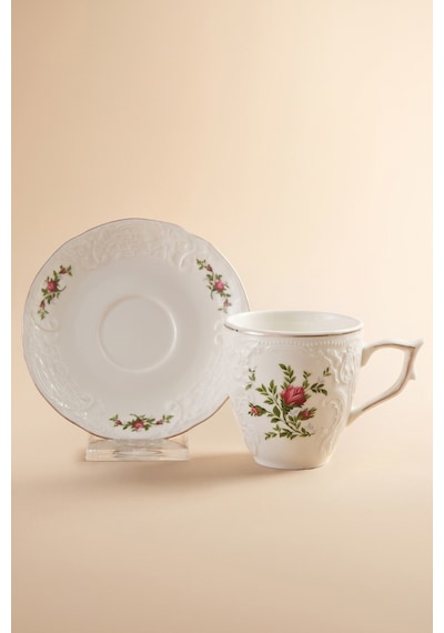 Karaca Vintage Rose Çay Fincanı Ve Tabağı 200 Ml Çok Renkli