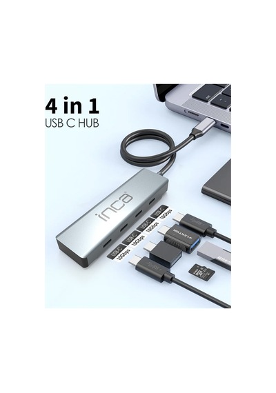 Inca Itpt-4t Type-c Hub X4 Type-c Port 3.1 10gbps Alumınyum Kasa Çoklayıcı Arz