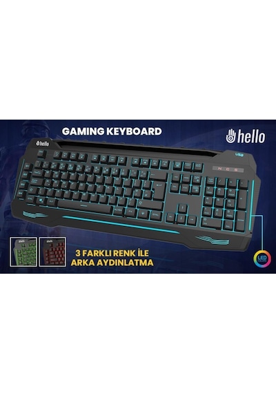 Hello HL-4616 4 Makro Tuşlu Işıklı Kablolu Gaming Q Klavye Hello HL-4616 4 Makro Tuşlu Işıklı Kablolu Gaming Q Klavye