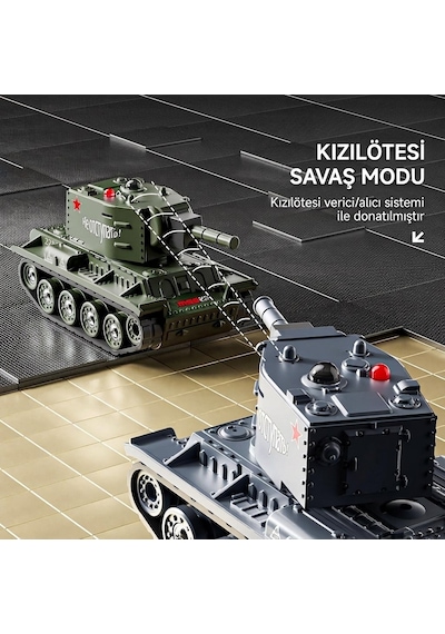 Toysturka Şarjlı Uzaktan Kumandalı Mini Tank 2.4 Ghz - Kızılötesi Savaş Modu & Sesli Type-c Şarjlı 7 Cm Oyuncak Tank Çok Renkli