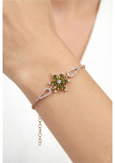 Çekirdekjewelry 925 Ayar Gümüş Zeytinyağı Taşlı Bileklik Pembe