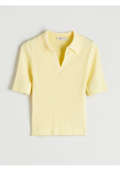 Lcwaıkıkı Classic Sarı Polo Yaka Kadın Triko Kazak