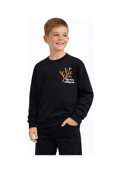 Baglan Erkek Çocuk Önü Baskılı Sweatshirt Bgl-st05238 Siyah