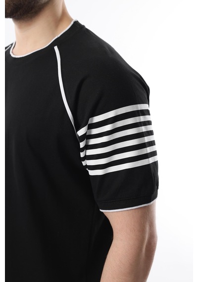 Madmext Siyah Baskılı Reglan Kol Erkek Şort T-shirt Takımı E7306
