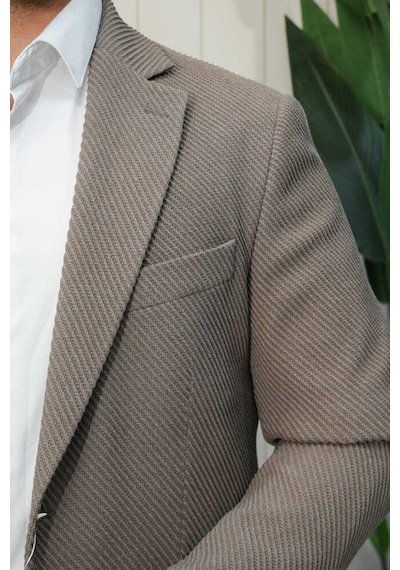 Bys Beystil Sivri Yaka Vizon Ceket 351 - Slim Fit Kahverengi