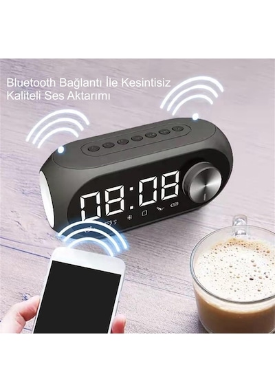 Bluetooth S8 Rgb Led Işıklı Dijital Saat Alarm Şarjlı Hoparlör Mp3 Fm Radyo Çok Fonksiyonlu Speaker