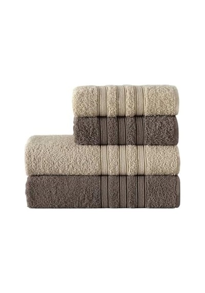 Riona Pamuklu 50x90-70x140 Cm 4'lü Banyo Havlu Seti Kahve 6 Renk