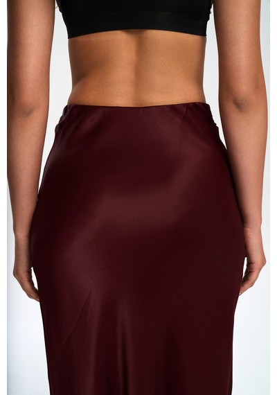 Mai Collection Mai Studios Co. Muirnas Askı Detay Bordo Uzun Saten Etek Bordo