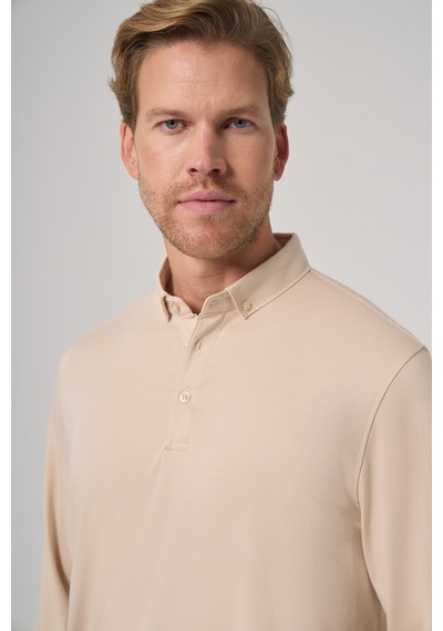 Morven Erkek Bej Trend Polo Yaka Rayon Sweatshirt 26ks063004653 Bej