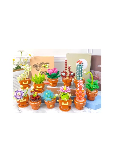 Building Block Flower 181 Parça Kaynana Topuzu Kaktüsü
