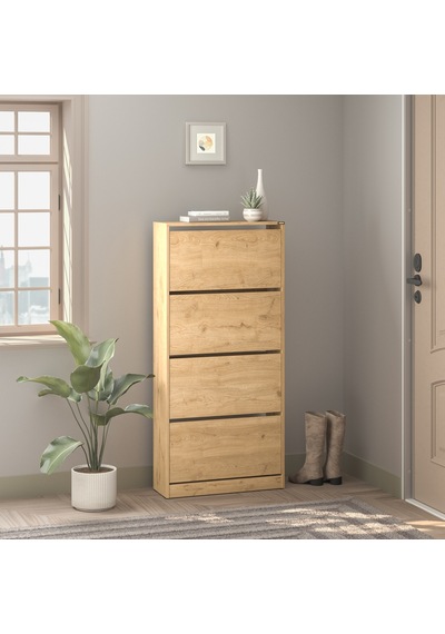 Flat Duo 4 Katlı Geniş Ayakkabılık - Florida Meşe 73x157x26 Cm Meşe