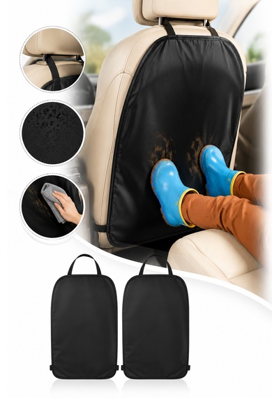 Oto Koltuk Arkası Yıkanabilir Koruyucu Örtü 2'li Set - Araba Koltuğu Çizik Kir Darbe Koruma - Çocuk Tekme Izi Önleyici - 58cm X 42cm