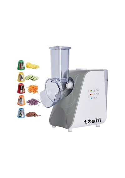 Toshi 5 Başlıklı Elektrikli Çok Fonksiyonlu Sebze Ve Meyve Doğrayıcı Rende - Rondo -gri