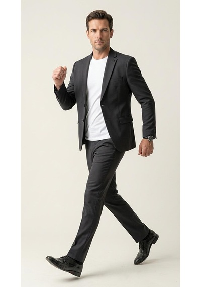 Tk 6893erkek Klasik 2 Li Takım Elbise 2 Düğmeli Slim Fit Esnek Kumaş Çift Yırtmaçlı 7 Drop Siyah