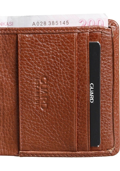 Guard Taba Minimal Spor Hakiki Deri Erkek Cüzdanı P705 Taba