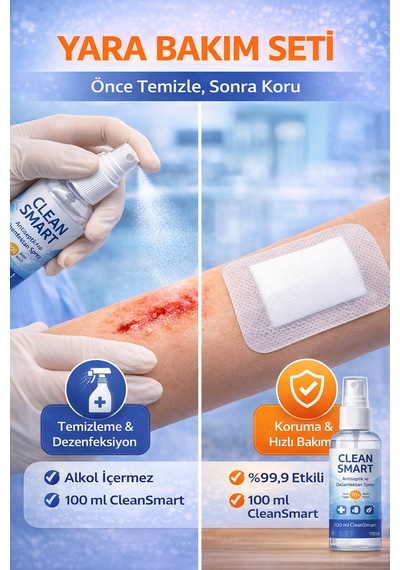 Esnek Nonwoven Yara Örtüsü 9cm 10cm - 10 Adet 50 Ml Antiseptik Sprey Alkol İçermez,