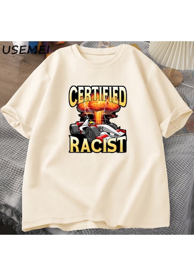 Flood Of Style Sertifikalı İrkçı T-shirt Erkekler Yaz Pamuk Kısa Kollu Tshirt Nostaljik Araba Yarış Racer Ts Haki