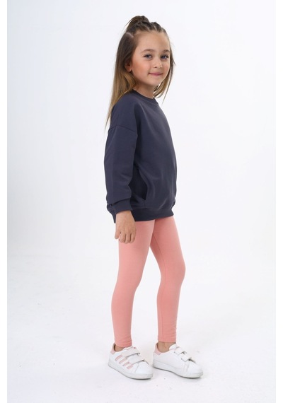 Toontoy Kids Toontoy Kız Çocuk 2'li Takım Baskılı Bisiklet Yaka Düşük Omuz Cepli Sweatshirt & Basic Düz Tayt Füme Toontoy Kids Toontoy Kız Çocuk 2'li Takım Baskılı Bisiklet Yaka Düşük Omuz Cepli Sweatshirt & Basic Düz Tayt Füme