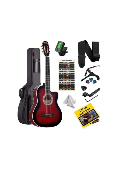 Midex Mgx-100rd-bag Üst Seviye Klasik Gitar 4/4 Sap Ayarlı Tuner Çanta Askı Capo Metod Pena