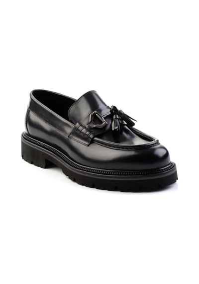 Bambi Siyah Leather Erkek Loafer Ayakkabı E01901494141 Siyah