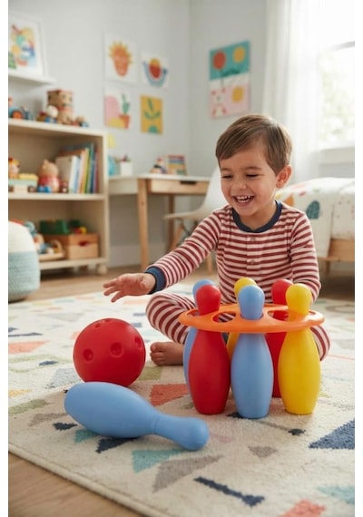 Bowling Seti - Eğitici Ve Eğlenceli Başlangıç Seti - 19 Cm Labutlar Ve Bowling Topu Oyuncak Seti