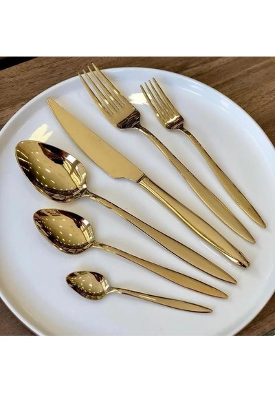 ROY KING Ares 36 Parça Parlak Gold Çatal Bıçak Kaşık Takımı Rsk 001 Altın